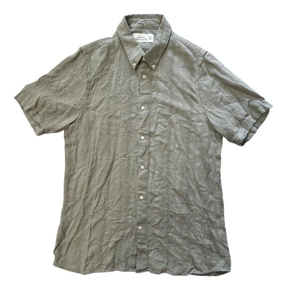 Abercrombie & Fitch A&F The Summer Linen Blend Button Down Shirt Size Large Tall - Picture 2 of 7